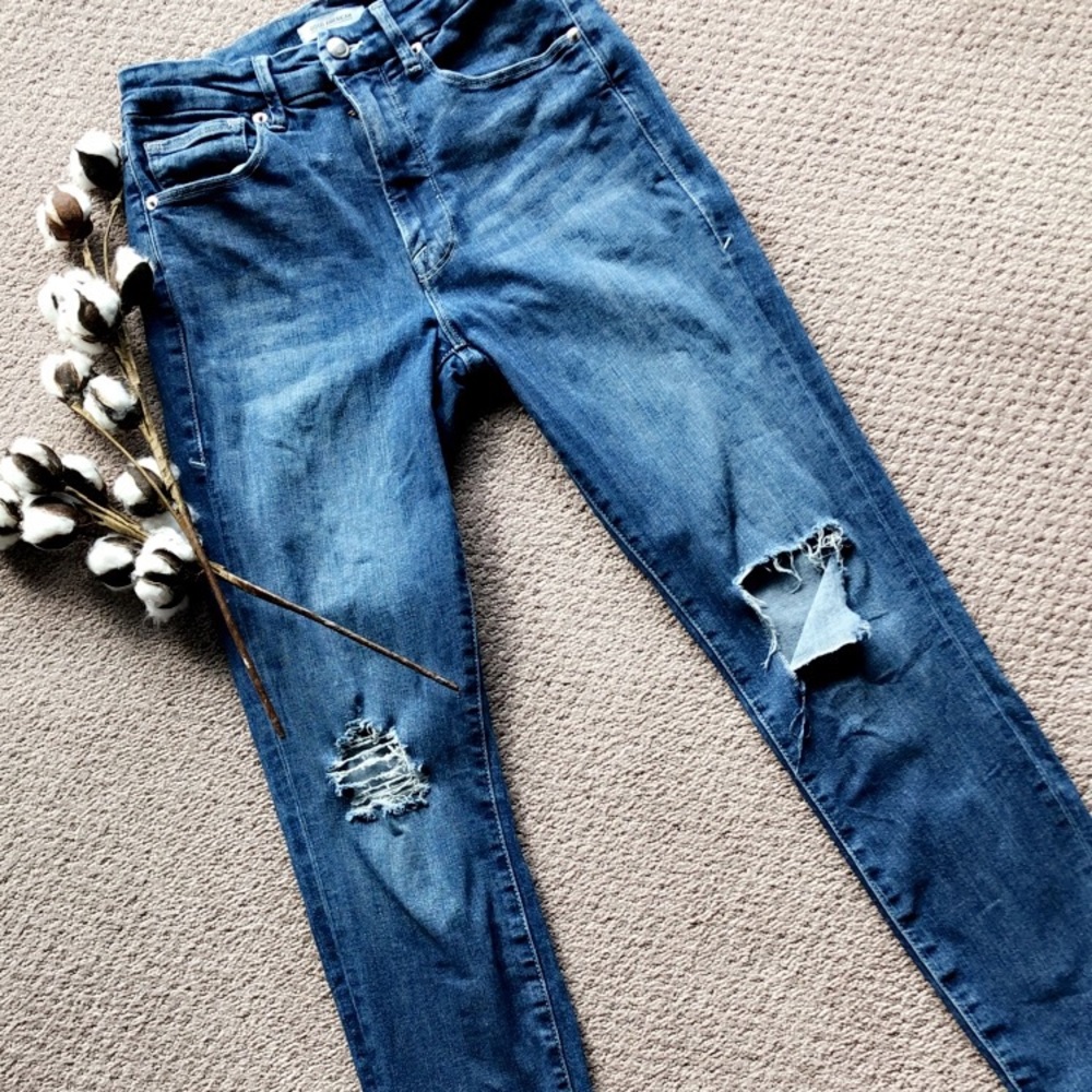 Good American Good Waist Distressed Denim Jeans